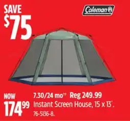 Canadian Tire Coleman Instant Screen House, 15 x 13' offer