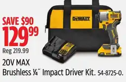 Canadian Tire Dewalt Brushless 1β4Λ Impact Driver Kit offer