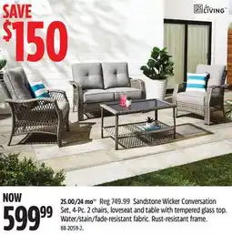 Canadian Tire For Living Sandstone Wicker Conversation Set 4-Pc offer