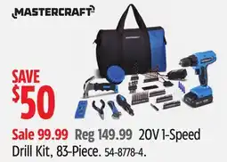 Canadian Tire 20V 1-Speed Drill Kit, 83-Piece offer