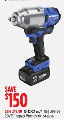 Canadian Tire 20V 1β2Λ Impact Wrench Kit offer