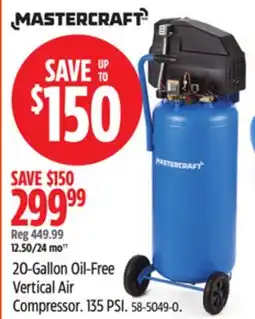 Canadian Tire 20-Gallon Oil-Free Vertical Air Compressor offer