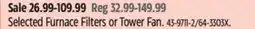 Canadian Tire Selected Furnace Filters or Tower Fan offer