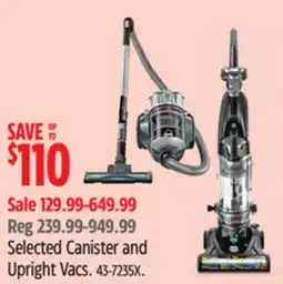 Canadian Tire Selected Canister and Upright Vacs offer