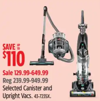 Canadian Tire Selected Canister and Upright Vacs offer