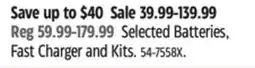 Canadian Tire Selected Batteries, Fast Charger and Kits offer