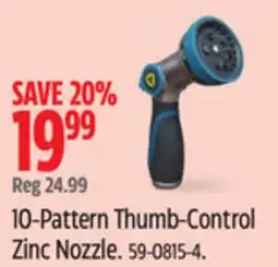 Canadian Tire Yardworks 10-Pattern Thumb-Control Zinc Nozzle offer