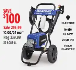 Canadian Tire SIMONIZ Pressure Washer offer