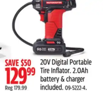 Canadian Tire Motomaster 20V Digital Portable Tire Inflator offer