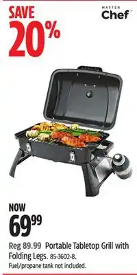 Canadian Tire Master Chef Portable Tabletop Grill with Folding Legs offer