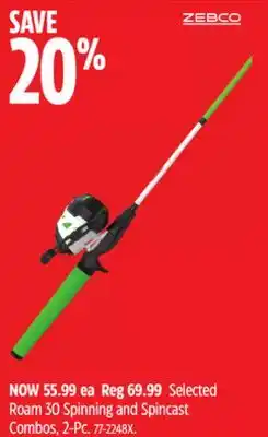 Canadian Tire Zebco Selected Roam 30 Spinning and Spincast Combos, 2-Pc offer