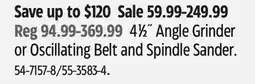 Canadian Tire 4½ Angle Grinder or Oscillating Belt and Spindle Sander offer