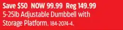 Canadian Tire 5-25lb Adjustable Dumbbell with Storage Platform offer