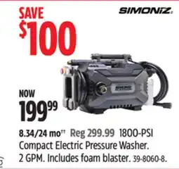 Canadian Tire 1800-PSI Compact Electric Pressure Washer offer