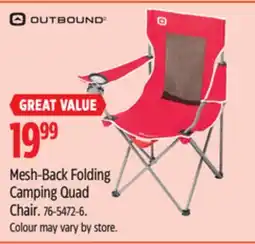 Canadian Tire Mesh-Back Folding Camping Quad Chair offer