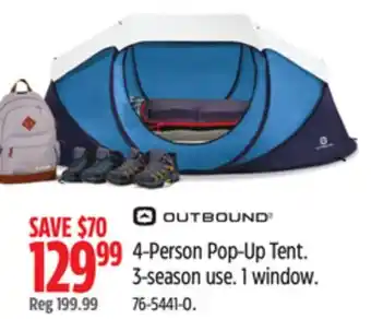 Canadian Tire OUTBOUND 4-Person Pop-Up Tent offer