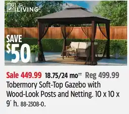 Canadian Tire Tobermory Soft-Top Gazebo with Wood-Look Posts and Netting. 10 x 10 x 9´ h offer
