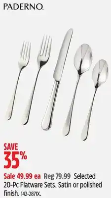 Canadian Tire Paderno Selected 20-Pc Flatware Sets offer