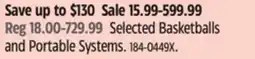 Canadian Tire Selected Basketballs and Portable Systems offer