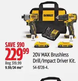 Canadian Tire Dewalt 20V MAX Brushless Drill/Impact Driver Kit offer