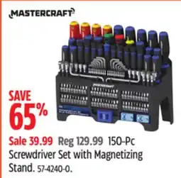 Canadian Tire MASTERCRAFT 150-Pc Screwdriver Set with Magnetizing Stand offer