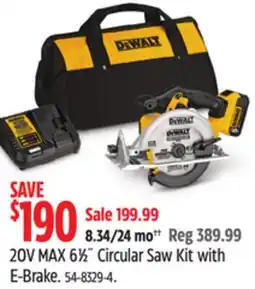 Canadian Tire DEWALT 20V MAX 6 1⁄2˝ Circular Saw Kit with E-Brake offer