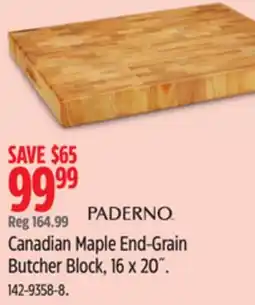 Canadian Tire Paderno Canadian Maple End-Grain Butcher Block, 16 x 20˝ offer