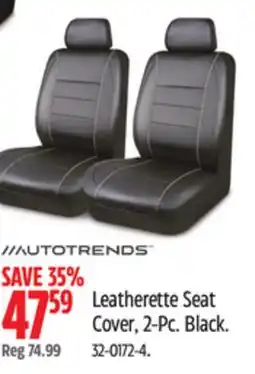 Canadian Tire Leatherette Seat Cover, 2-Pc. Black offer