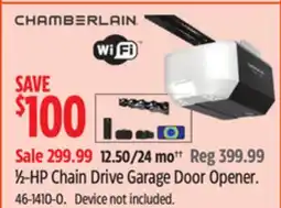 Canadian Tire CHAMBERLAIN WiFi ½-HP Chain Drive Garage Door Opener offer