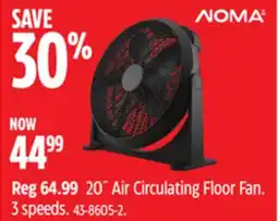 Canadian Tire NOMA 20 Air Circulating Floor Fan, 3 speeds offer