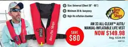 Cabela's BASS PRO SHOPS AM 33 ALL-CLEAR AUTO/MANUAL-INFLATABLE LIFE VEST offer