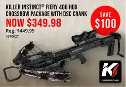 Cabela's KILLER INSTINCT FIERY 400 HDX CROSSBOW PACKAGE WITH DSC CRANK offer