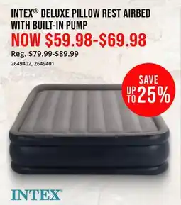 Cabela's INTEX DELUXE PILLOW REST AIRBED WITH BUILT-IN PUMP offer