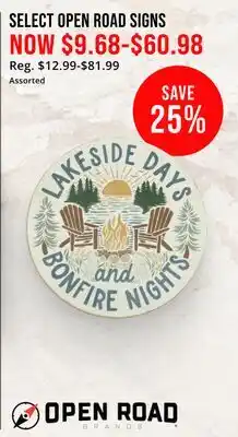 Cabela's SELECT OPEN ROAD SIGNS offer