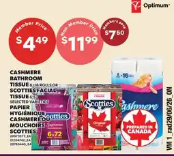 Valu-mart PAPIER HYGIÉNIQUE CASHMERE, 8=16 ROLLS OU MOUCHOIRS SCOTTIES, 6'S offer