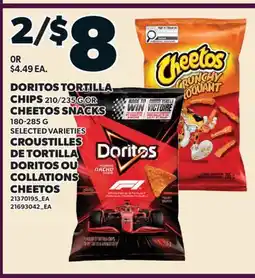 Valu-mart CROUSTILLES DE TORTILLA DORITOS, 210/235 G OU COLLATIONS COLLATIONS CHEETOS offer