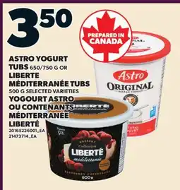 Valu-mart YOGOURT ASTRO, 650/750 G OU CONTENANTS MÉDITERRANÉE LIBERTÉ offer