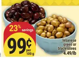 Marché Adonis lebanese green or black olives offer