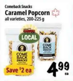 Farm Boy Comeback Snacks Caramel Popcorn offer