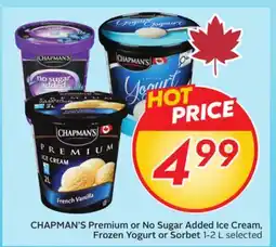 Sobeys CHAPMAN'S Premium or No Sugar Added Ice Cream, Frozen Yogurt or Sorbet offer