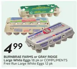 Sobeys Large White Eggs 18 pk or COMPLIMENTS Free Run Large White Eggs 12 pk offer