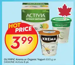 Sobeys OLYMPIC Krema or Organic Yogurt offer