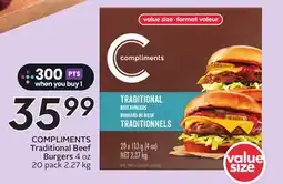 Sobeys COMPLIMENTS Traditional Beef Burgers offer