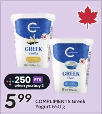 Sobeys COMPLIMENTS Greek Yogurt offer