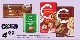 Sobeys COMPLIMENTS Pure Pumpkin 796 mL_, Chocolate Chips 225-270 g or Flour 2.5 kg offer