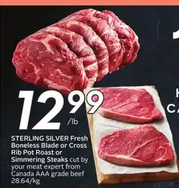 Sobeys Fresh Boneless Blade or Cross Rib Pot Roast or Simmering Steaks offer