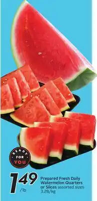 Sobeys Prepared Fresh Daily Watermelon Quarters or Slices offer