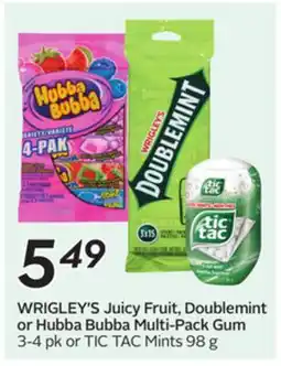 Sobeys Juicy Fruit, Doublemint or Hubba Bubba Multi-Pack Gum offer