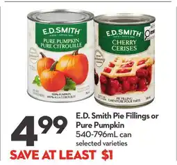 Longo's E.D. Smith Pie Fillings or Pure Pumpkin offer