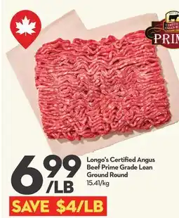 Longo's Certified Angus Beef Prime Grade Lean Ground Round offer
